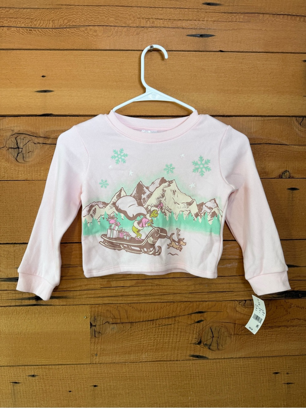 Gymboree Pink Long-Sleeve Holiday Sled Graphic Tee